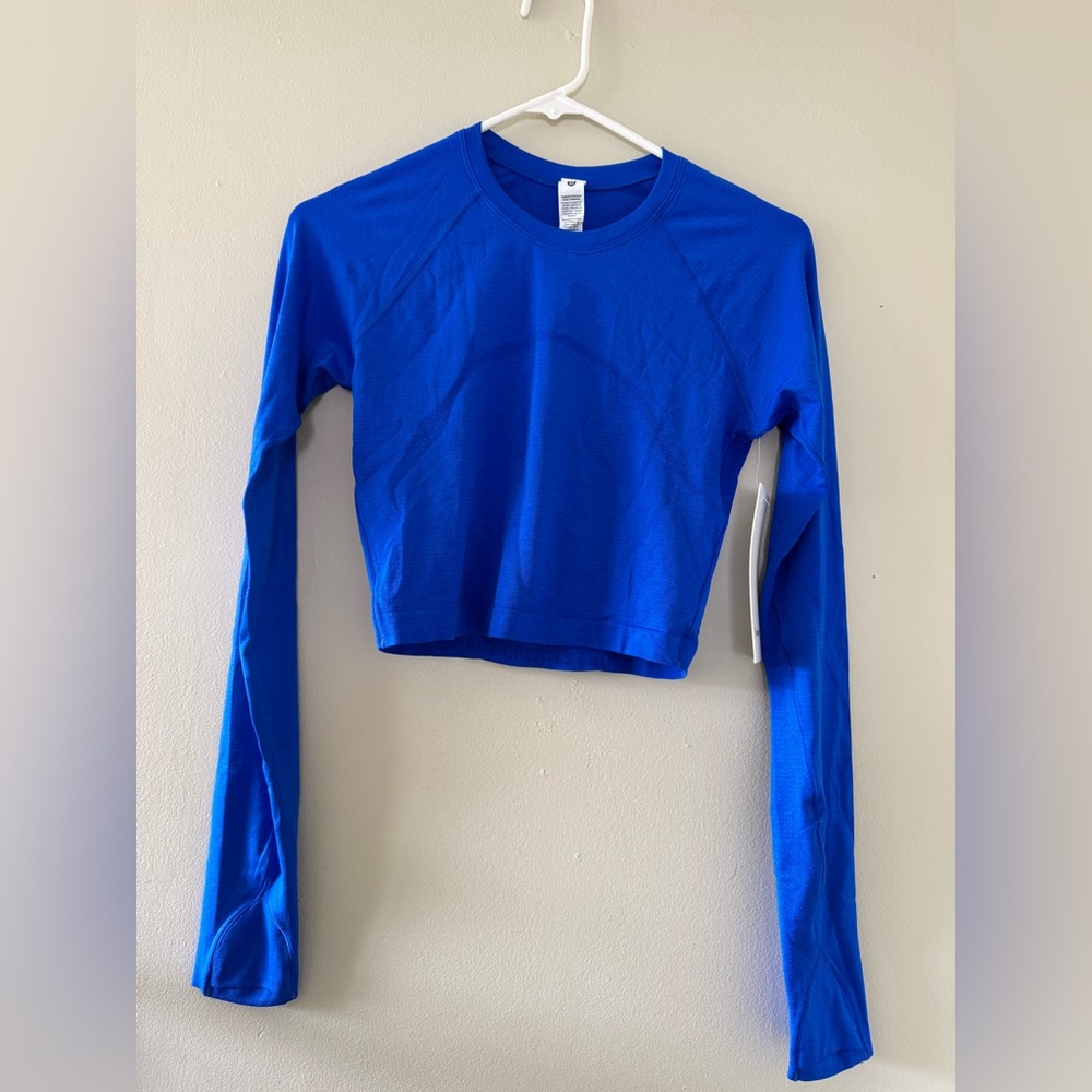 Swiftly Tech Cropped Long Sleeve 2.0 - Cerulean Blue - Picture 4 of 9